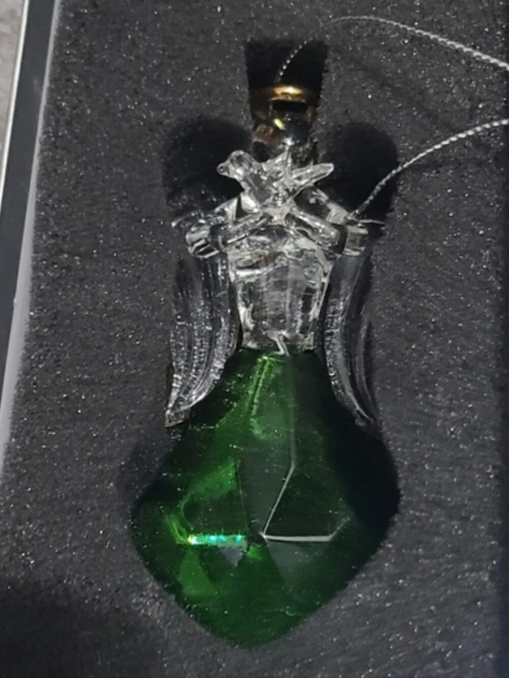 Crystal Glass ANGEL ORNAMENT Chandelier Clear Green Prism Gold Halo 4